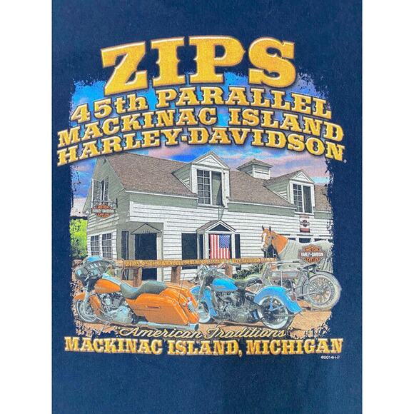 Harley Davidson Zips 45th Parallel Mackinac Island T-Shirt Men's Size Large - Picture 4 of 9